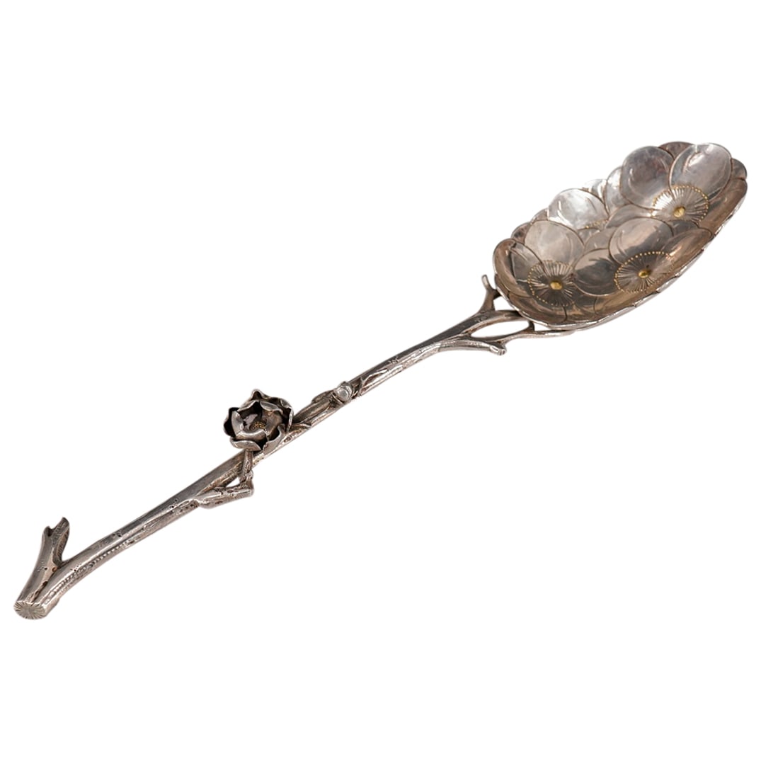 Sadajiro Musashiya Silver Peach Blossom Spoon (1 of 4)