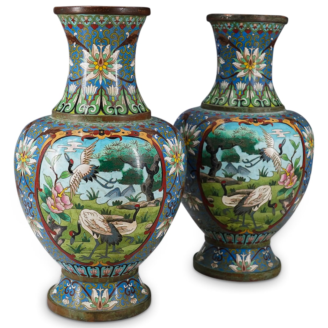 Pair Chinese Cloisonne Vases (1 of 8)