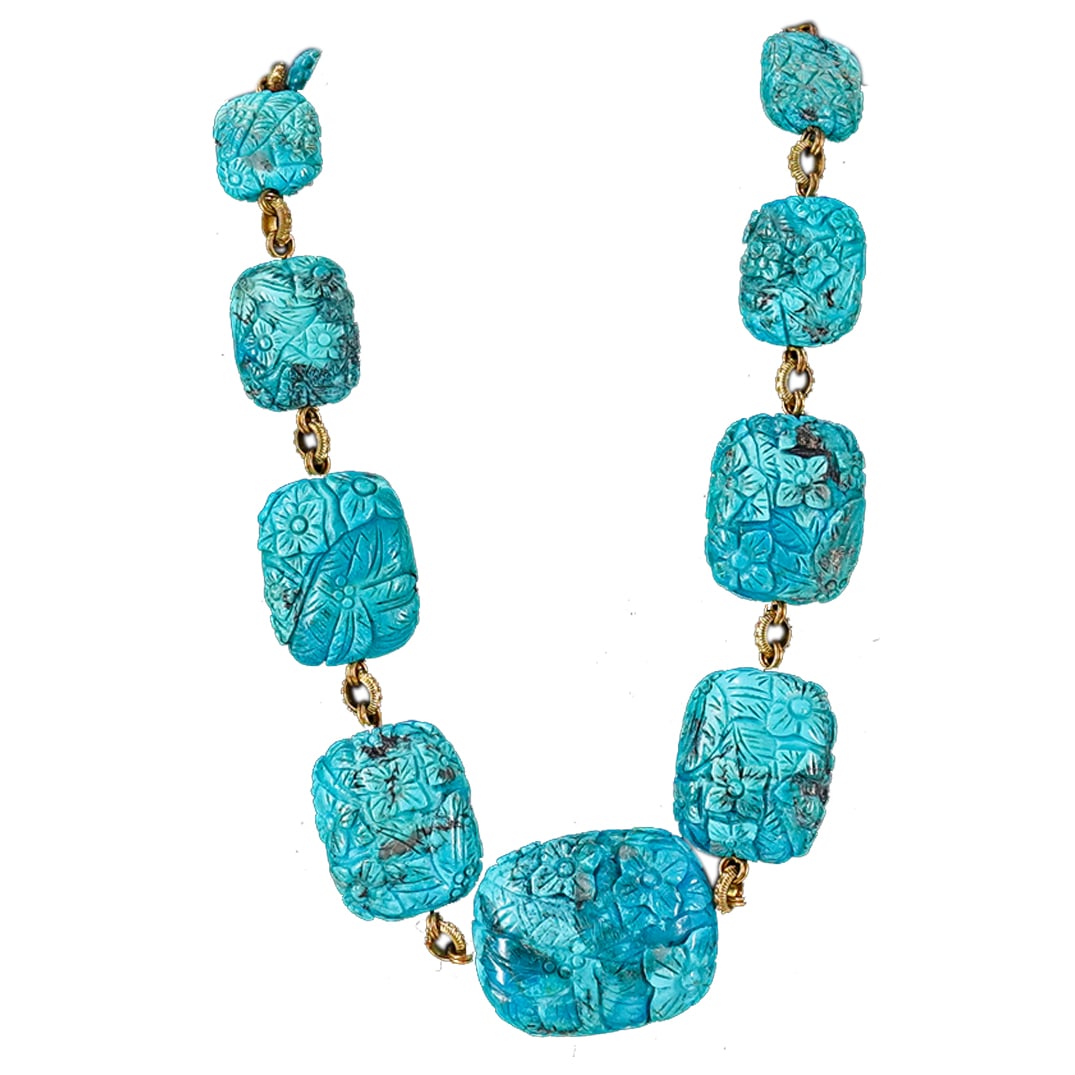 Vintage Chinese Turquoise Beaded Necklace (1 of 3)