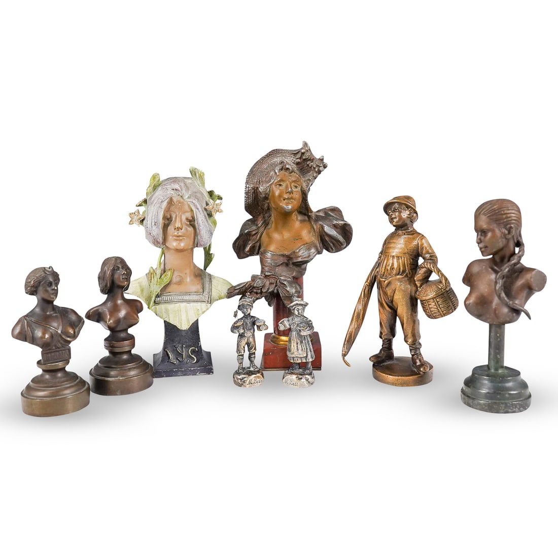 (8 Pc) Antique And Art Nouveau Bronze And Mixed Metal Figurines (1 of 20)