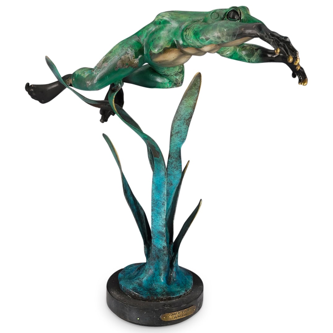 William Aribu Cold Painted Bronze Frog Sculpture (1 of 9)
