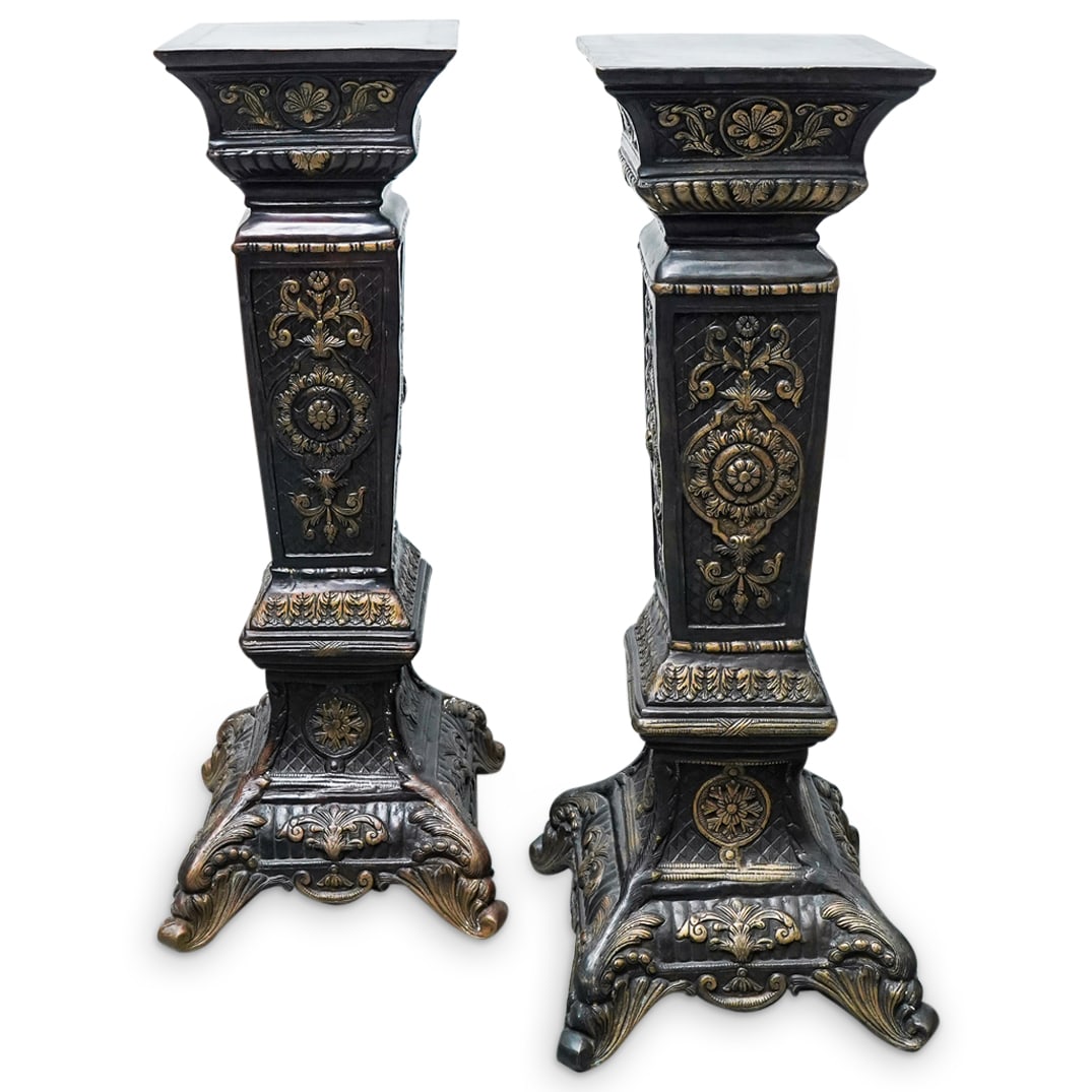 Pair Of Square Bronze Four Footed Pedestals (1 of 14)