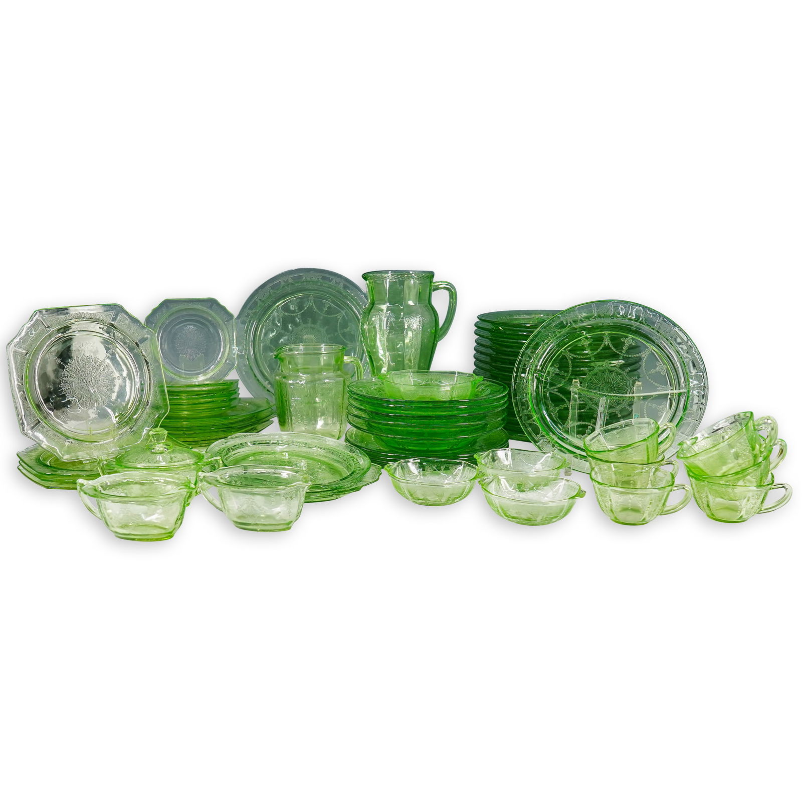 (63 Pc) Hocking Uranium Glass Items (1 of 20)