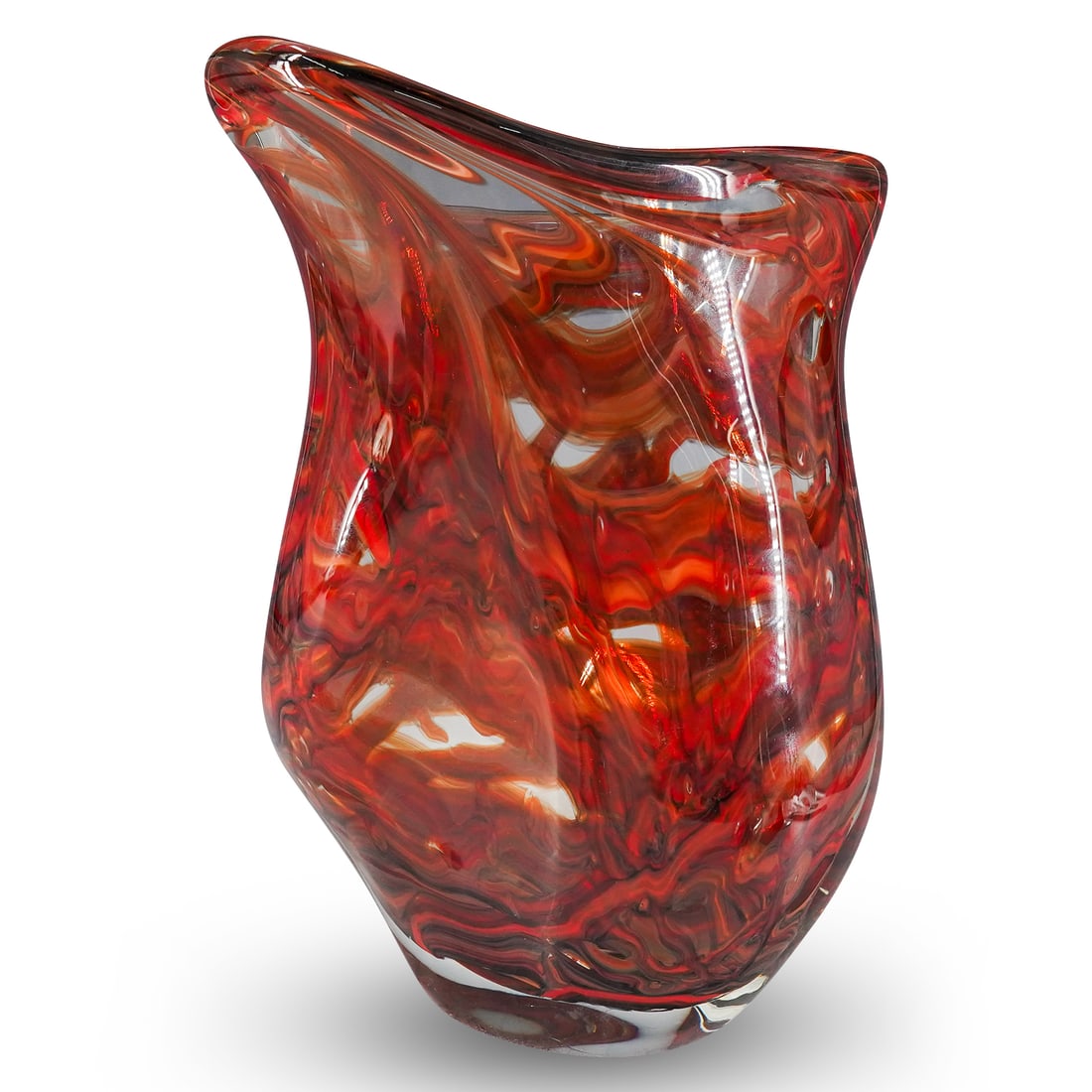 Vintage Murano Red Marbled Art Glass Vase (1 of 13)