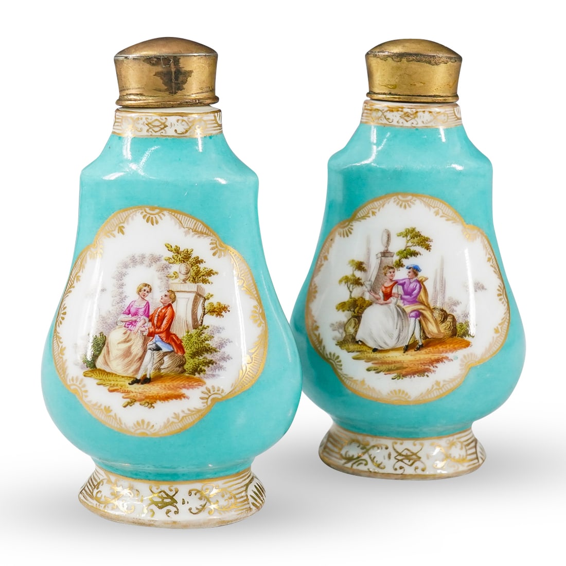 (2 Pc) Augustus Rex Meissen Porcelain Bottles (1 of 12)