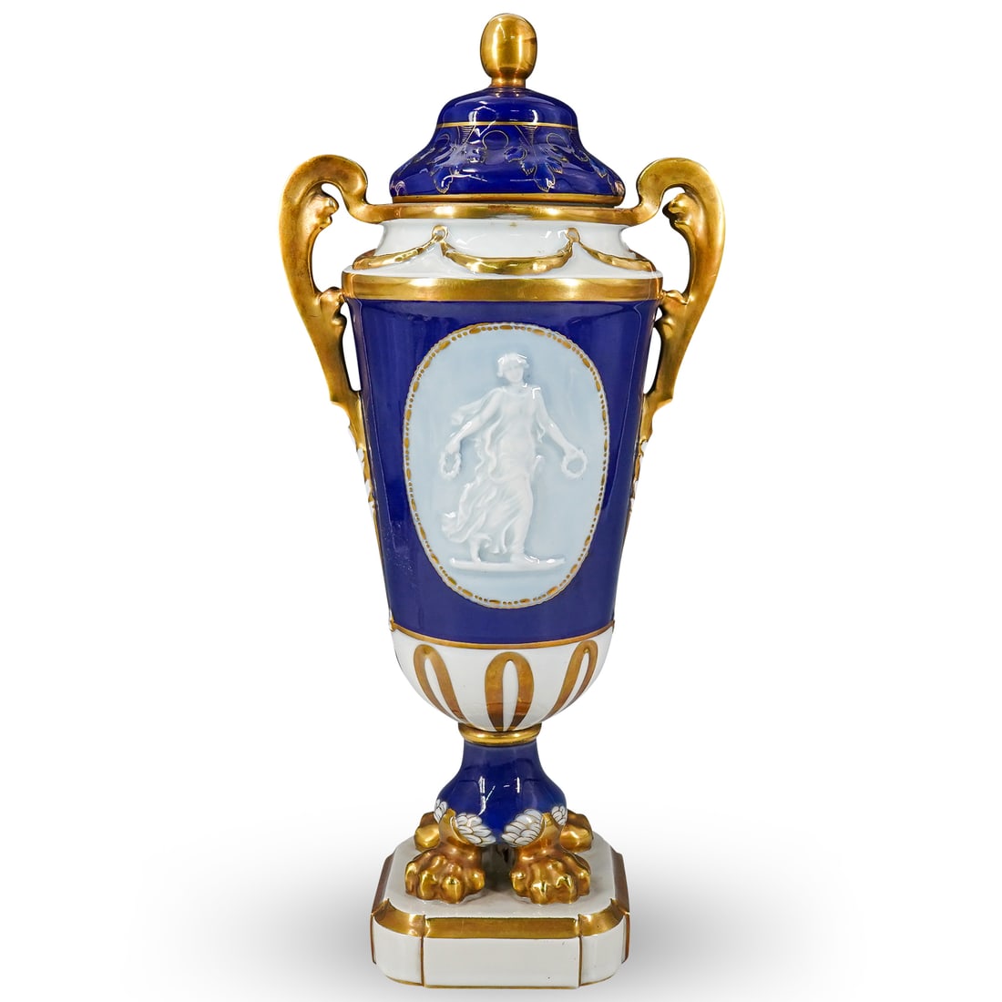 Capodimonte Pate-Sur-Pate Cobalt Porcelain Urn (1 of 12)