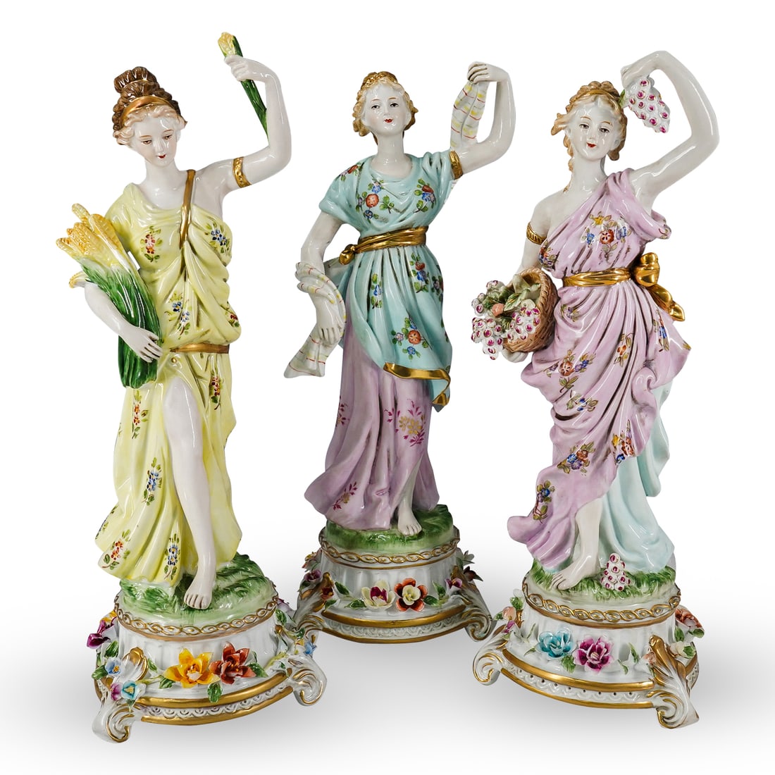(3 Pc) Antique German Porcelain Neoclassical Goddess Figurines (1 of 20)