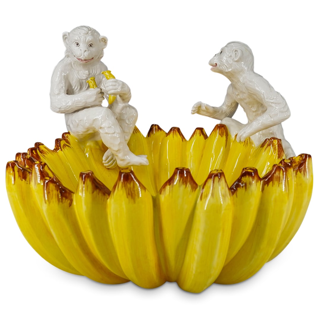 Vintage Chelsea House Majolica Monkey And Banana Centerpiece Bowl (1 of 10)