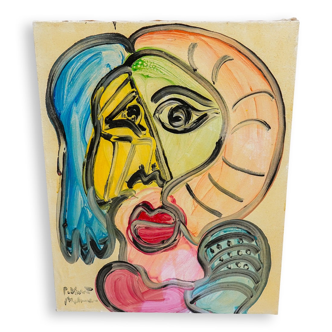 Peter Robert Keil (German, B. 1942) Split Face Portrait Oil On Canvas (1 of 9)