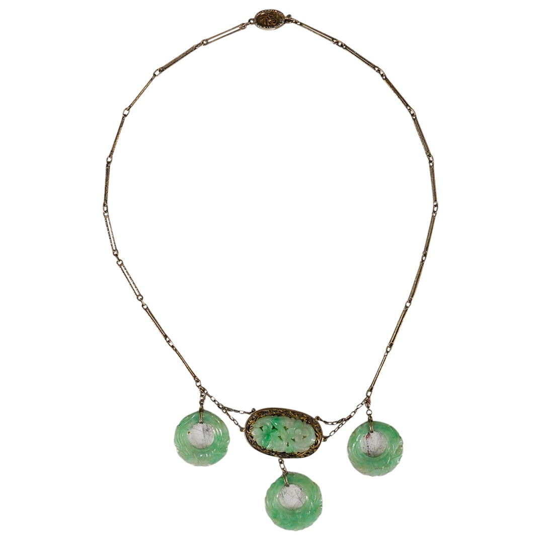 Antique Chinese Jade And Silver Necklace (1 of 4)