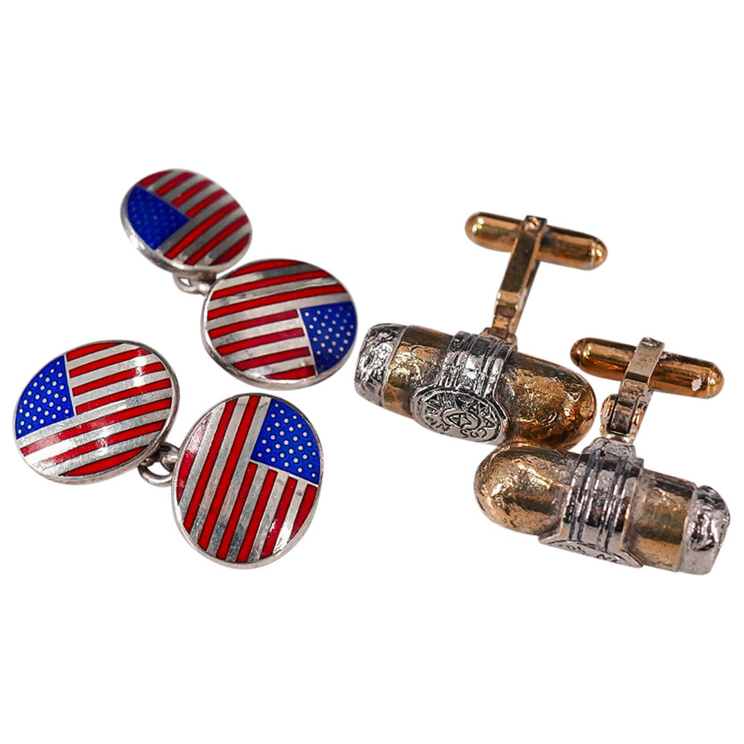 (4 Pc) Two Pairs Of Sterling Silver Cufflinks (1 of 9)