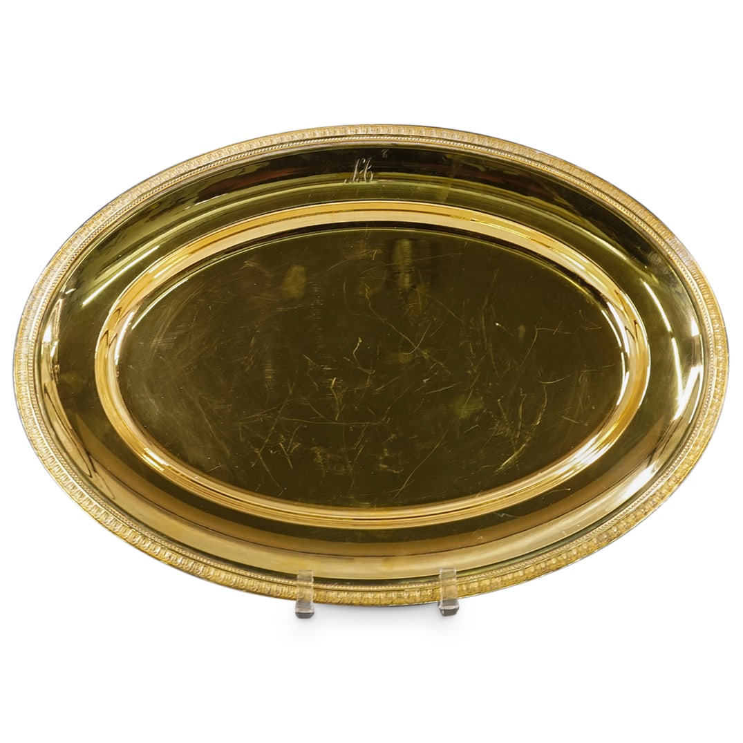 Antique Christofle Gold Plated Monogrammed Serving Platter (1 of 6)
