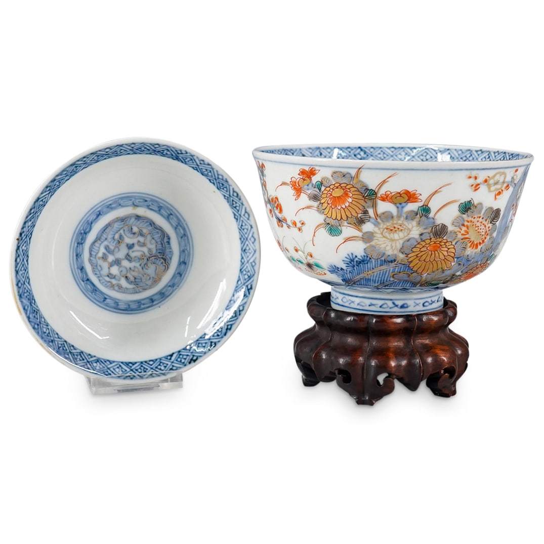 Antique Japanese Edo Period Lidded Porcelain Rice Bowl On Stand (1 of 9)