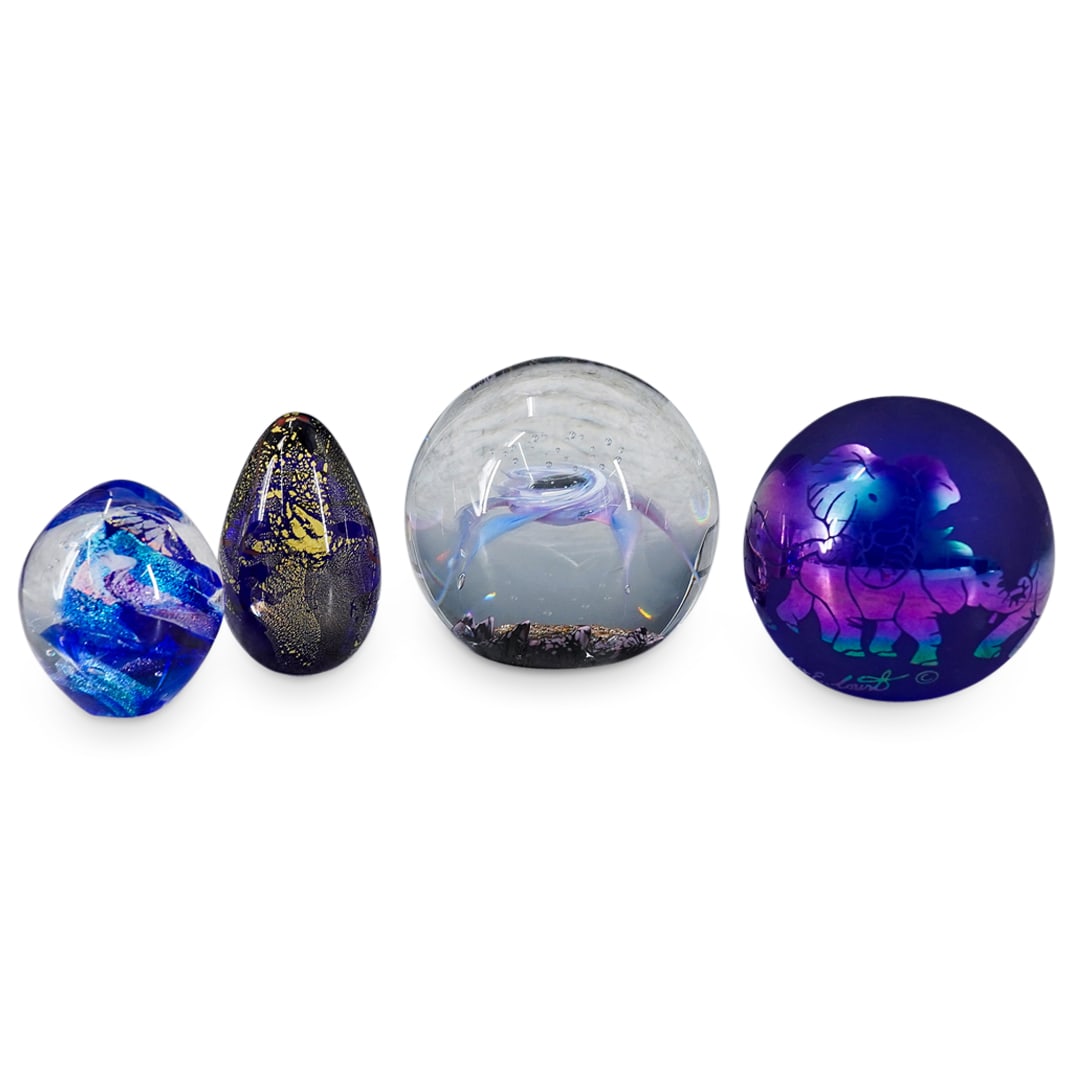(4 Pc) Art Glass Paperweights (1 of 11)