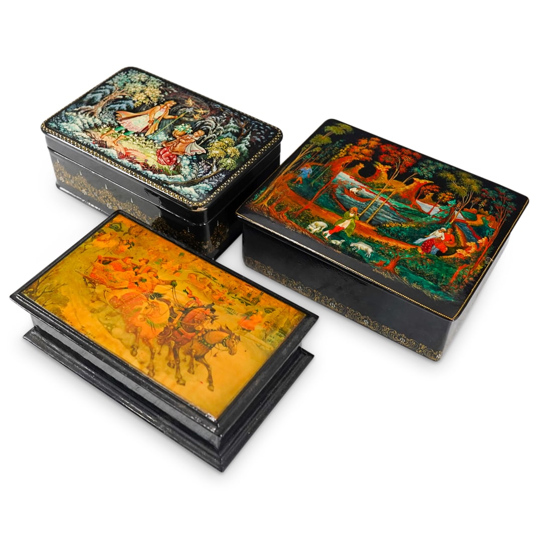 (3Pc) Russian Lacquered Boxes (1 of 20)