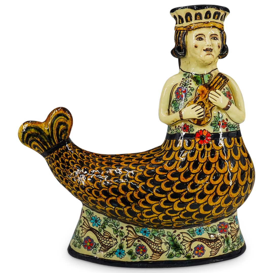 Latin American Folk Art Mermaid Ceramic Candlestick (1 of 13)