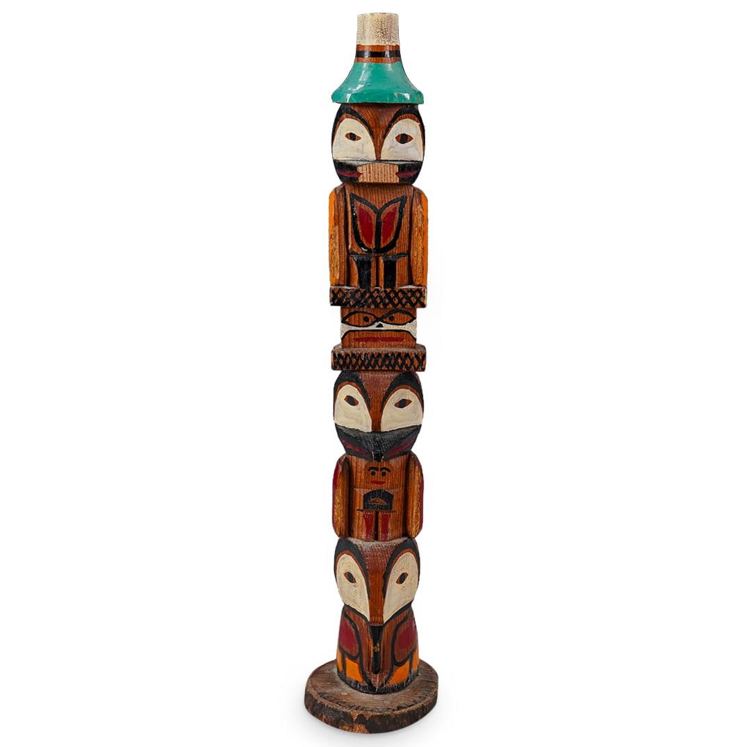 1952 Northwest Native American Indian Totem Pole Figurine, Signed (1 of 7)