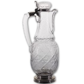 Rare Antique Tiffany & Webb Silver Mounted Crystal Decanter