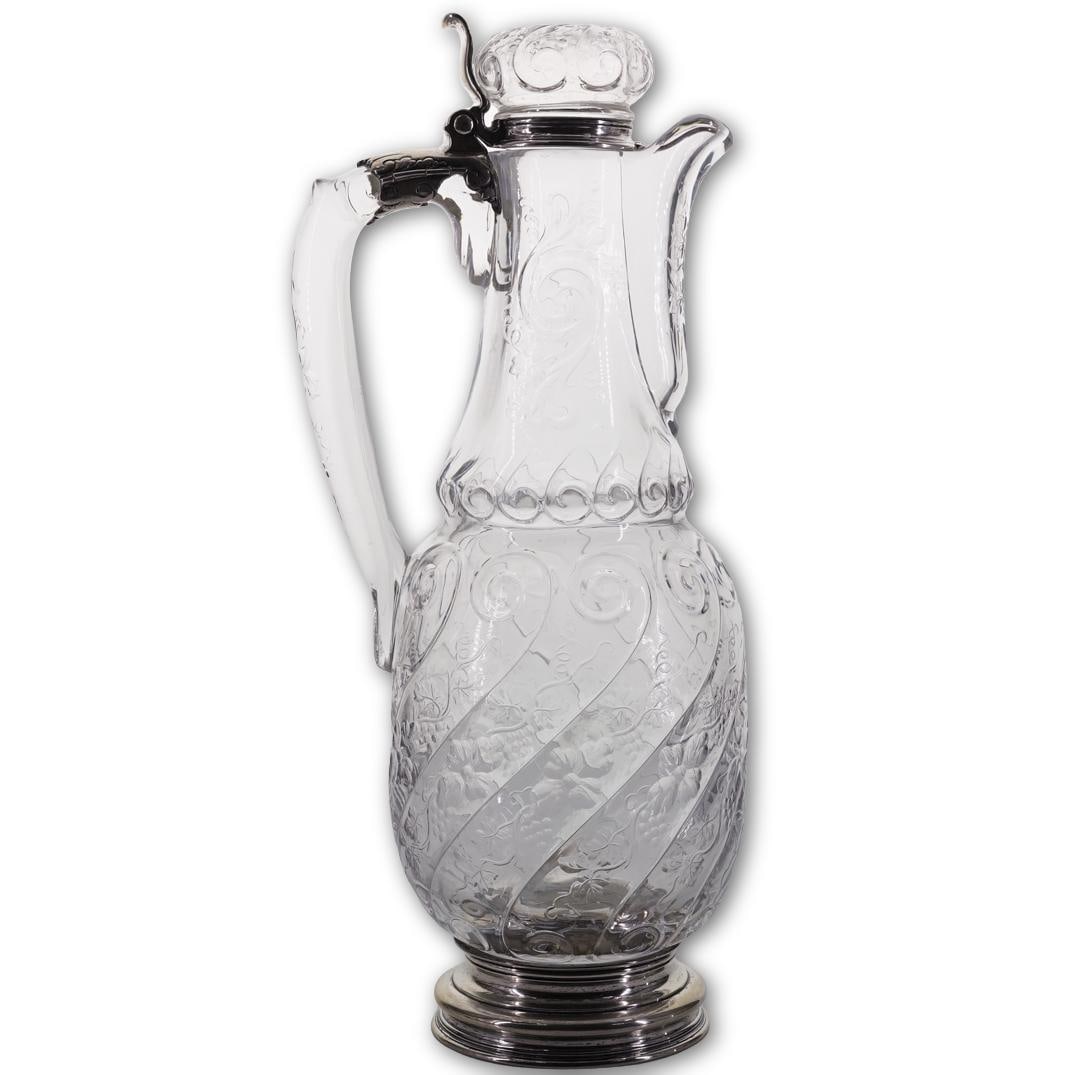 Rare Antique Tiffany & Webb Silver Mounted Crystal Decanter