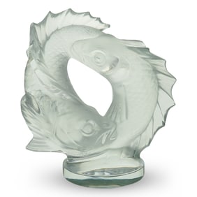 Lalique Crystal "Deux Poissons" Koi Fish Sculpture
