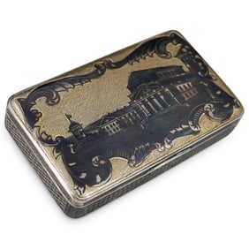19th C. Russian Silver Niello Snuff Box