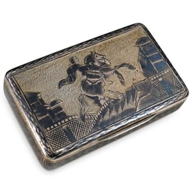 Russian Silver Niello Snuff Box