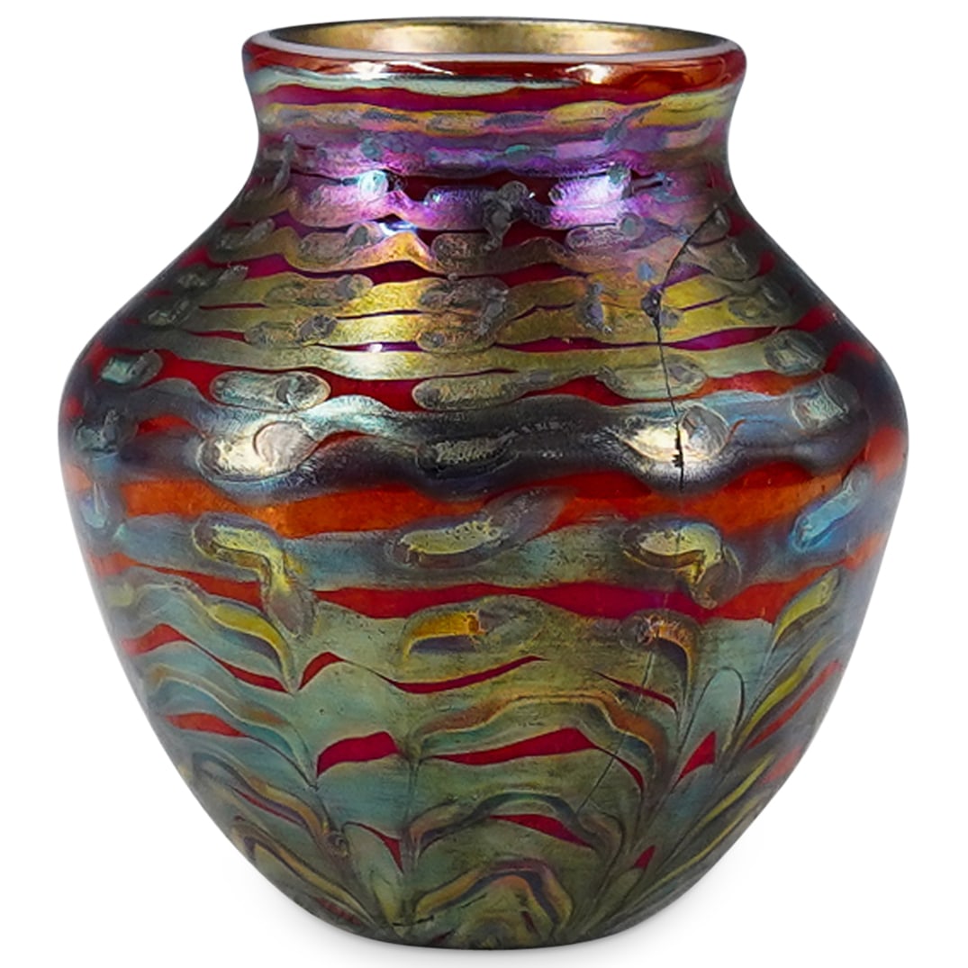 Tiffany Glass Red Favrile Bud Vase (1 of 4)