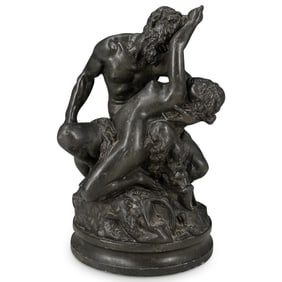 Albert Ernest Carrier (French, 1824-1887) Satyr & Nymph Bronze Sculpture