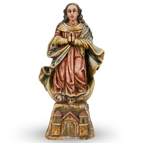 Spanish Colonial Alabaster Figure of Virgin Mary