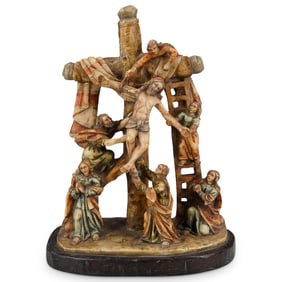 Spanish Colonial Alabaster Sculpture of the Thirteenth Station of the Cross