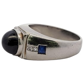 Vintage Platinum, Sapphire and Diamond Ring