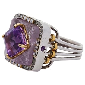 Retro 14k Gold and Amethyst Ring