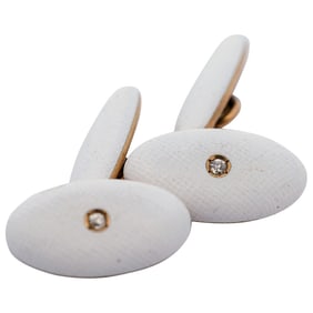 Vintage 14k Gold, Enamel and Diamond Cufflinks