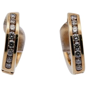 Tiffany & Co. 18k Gold and Diamond Hoop Earrings