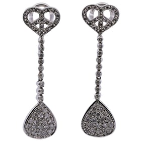 Pair of 18k Gold and Diamond Drop Earrings
