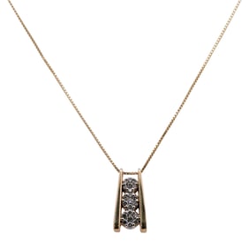Modernist 14k Gold and Diamond Pendant Necklace