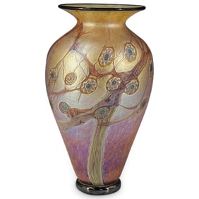 Millefiori Iridescent Art Glass Vase