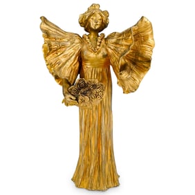 Ernest Wante (Belgian, 1872–1960) Art Nouveau Gilt Bronze Woman