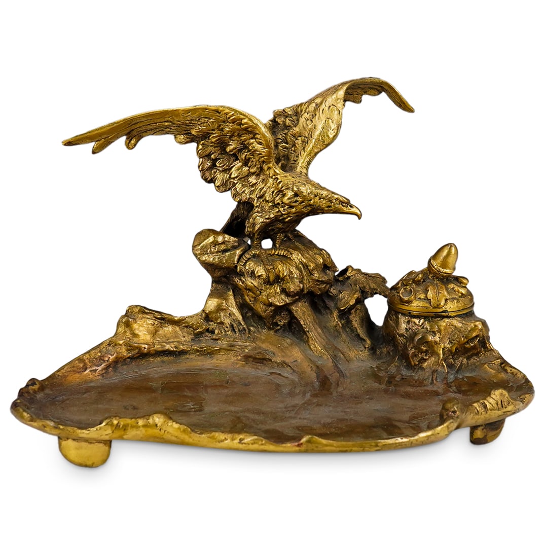 Albert Marionnet (1852 - 1910) Gilt Bronze Eagle Inkwell (1 of 7)
