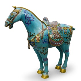 Antique Chinese Cloisonne Tang Style Horse