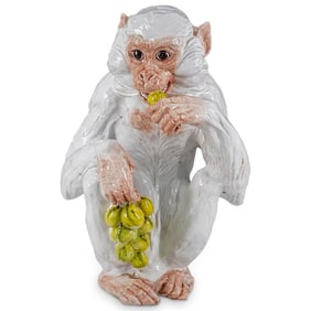 Italian Terracotta Glazed Monkey Sculpture