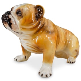 Large European Majolica Porcelain English Bulldog