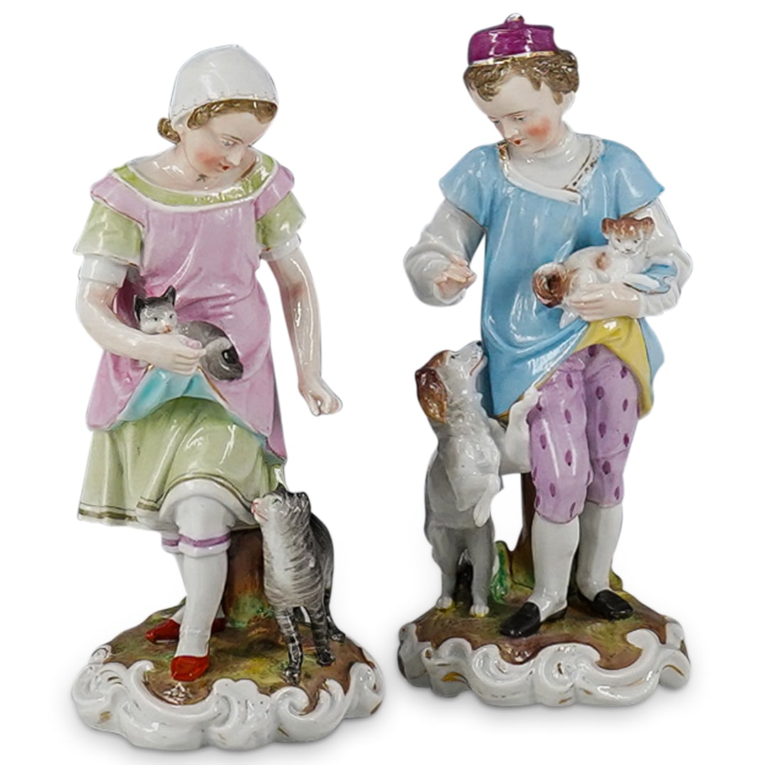 (2 Pc) Pair Of Meissen Porcelain Figurines (1 of 12)