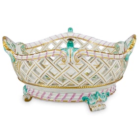 Antique Meissen Porcelain Reticulated Fruit Bowl