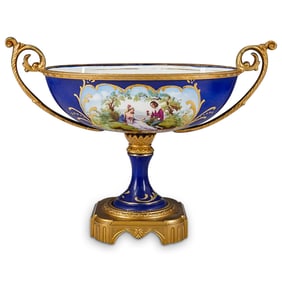 French Sevres Style Porcelain Footed Compote
