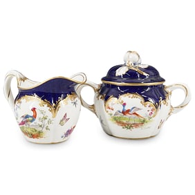 (2 Pc) Royal Doulton Pattern Porcelain Sugar Cellar & Creamer
