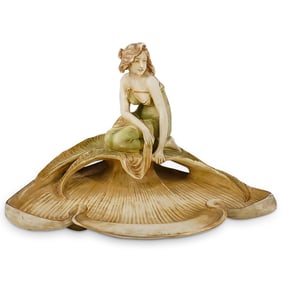 Manner of Ernst Wahliss Amphora Nymph Lilypad Ceramic Dish
