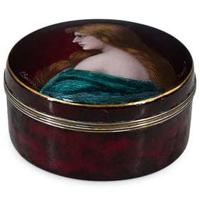 Limoges Hand Painted Portrait Porcelain Box