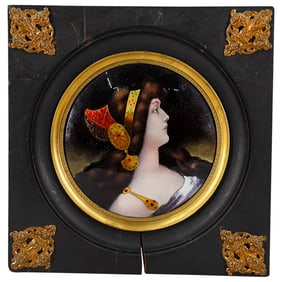 Art Nouveau Limoges Enameled Porcelain Plaque