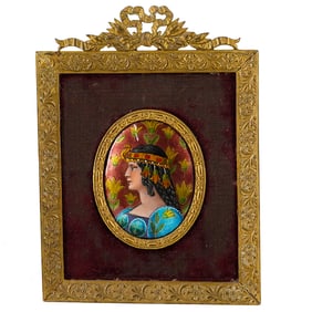 Antique Limoges 'Cleopatra' Enameled Porcelain Plaque